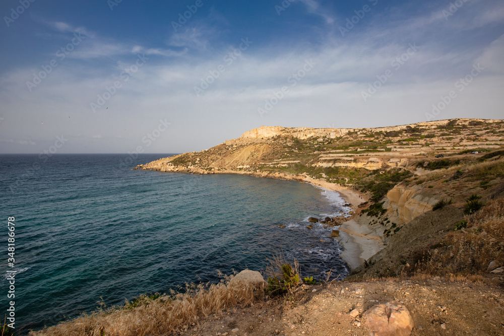 Aerial view of nature landscape. Mediterranean sea. Malta island