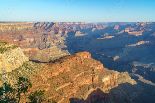 hiking the rim trail to mohave point at the south rim of grand canyon in arizona, usa photo