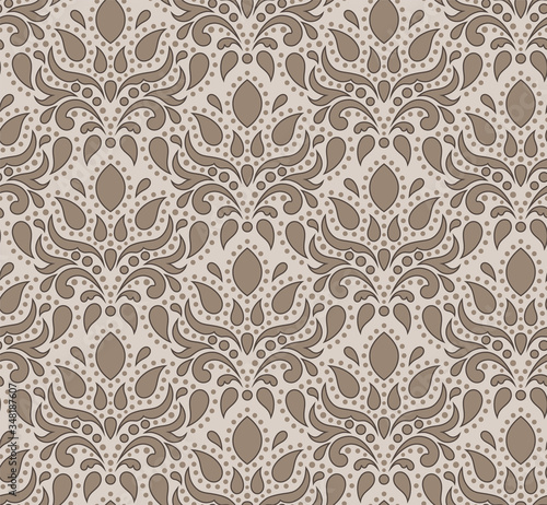Pattern beige in the Baroque style. Suitable for curtains, wallpaper, fabric, tile, wrapping paper.