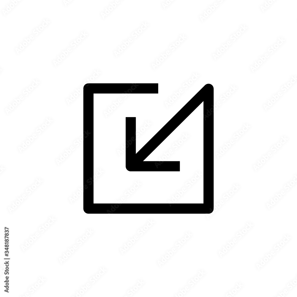 Arrow Inside Square icon in black flat design on white background, arrow icon, Vector illustration eps 10 Arrow Inside Square icon in black flat design on white background, arrow icon, Vector illustration eps 10