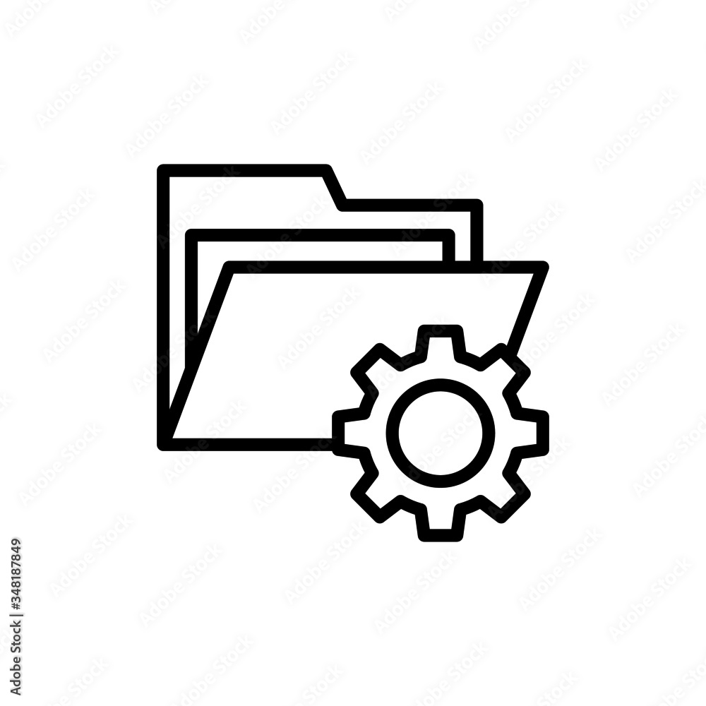 folder with cogwheel icon in line art style on white background, Project Management icon, data management, folder, project goals, task management icon with settings sign, Project Management icon and c folder with cogwheel icon in line art style on white background, Project Management icon, data management, folder, project goals, task management icon with settings sign, Project Management icon and c