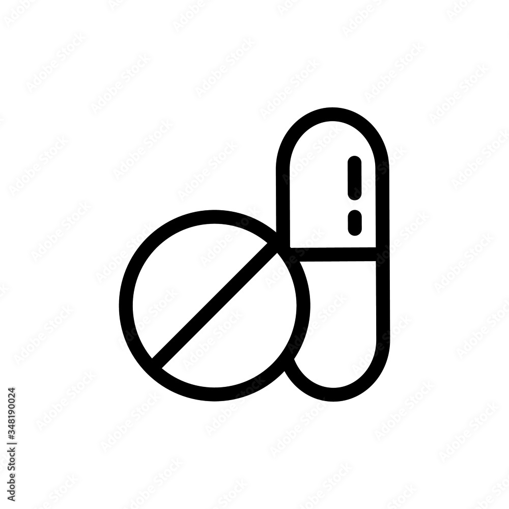 Medicine pills icon in line art style on white background, Symbol, logo illustration, Vector graphics Medicine pills icon in line art style on white background, Symbol, logo illustration, Vector graphics