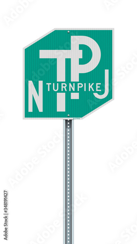 Vector illustration of the New Jersey Turnpike road sign on metallic post