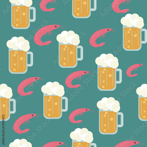 Beer and snacks. Vector seamless pattern.