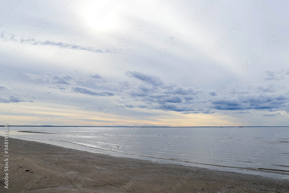 The harsh White sea. Cold summer day on Yagry island, Severodvinsk The harsh White sea. Cold summer day on Yagry island, Severodvinsk