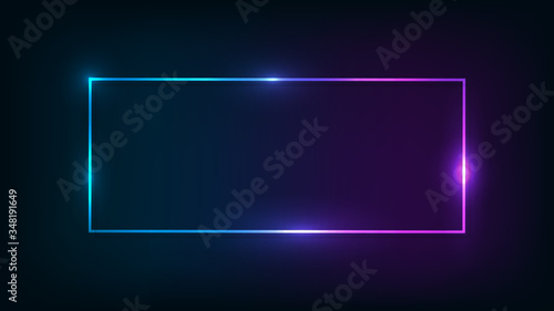 Neon rectangular frame with shining effects 