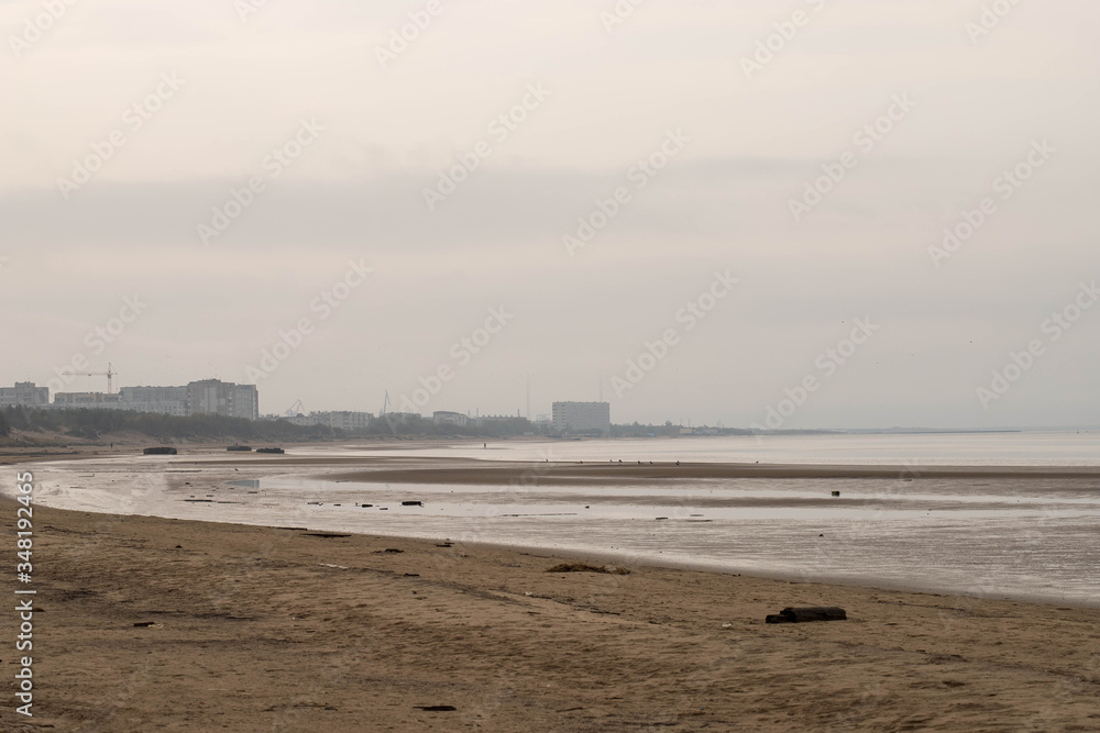 The harsh White sea. Cold summer day on Yagry island, Severodvinsk