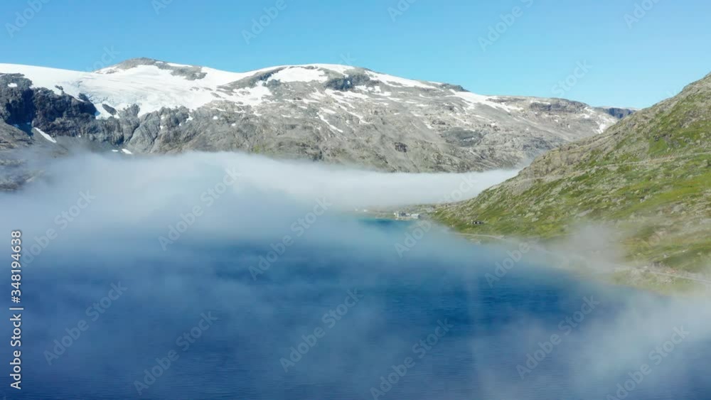 Flight over Djupvatnet lake near Dalsnibba in Norway Flight over Djupvatnet lake near Dalsnibba in Norway
