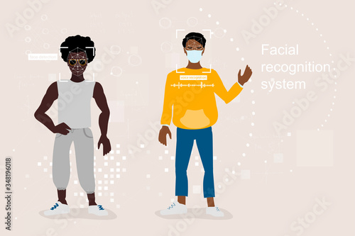 Face recognition in a medical mask, computer vision problems in a modern megalopolis during the period of epidemiological danger. The man in a mask and without a mask comparison