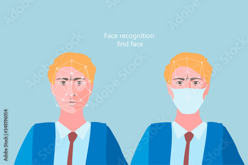 Face recognition in a medical mask, computer vision problems in a modern megalopolis during the period of epidemiological danger. The man in a mask and without a mask comparison