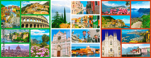 Collage of major Italian travel destinations from Italy photo