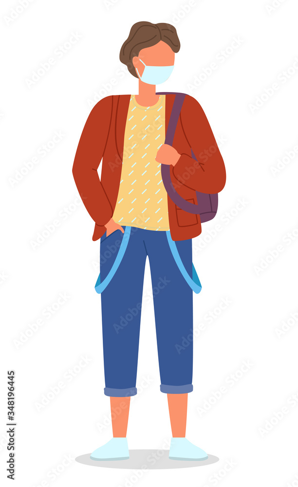 Young man wearing face medical mask standing at white background. Viral pandemic. Coronavirus 2019-ncov flu. Respiratory protection from virus pandemia. Quarantine and self-isolation in city Young man wearing face medical mask standing at white background. Viral pandemic. Coronavirus 2019-ncov flu. Respiratory protection from virus pandemia. Quarantine and self-isolation in city