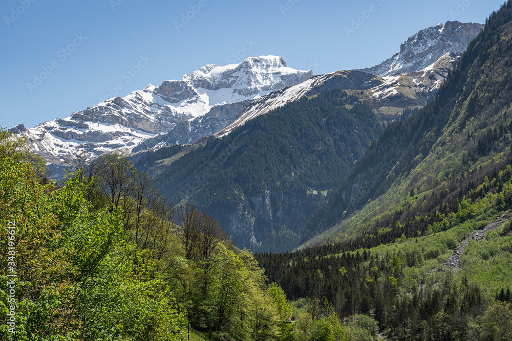 Chammliberg, Blick von der Klausenpassstrasse, Kt. Uri, Schweiz