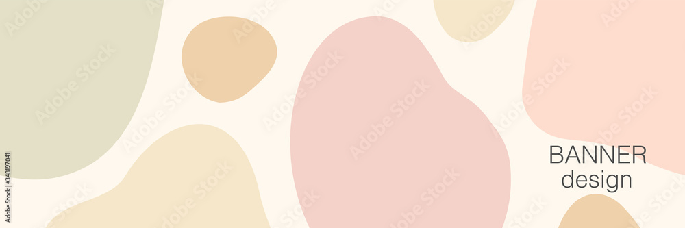 Beautiful feminine social media banner template with minimal abstract organic shapes composition in trendy contemporary collage style Beautiful feminine social media banner template with minimal abstract organic shapes composition in trendy contemporary collage style