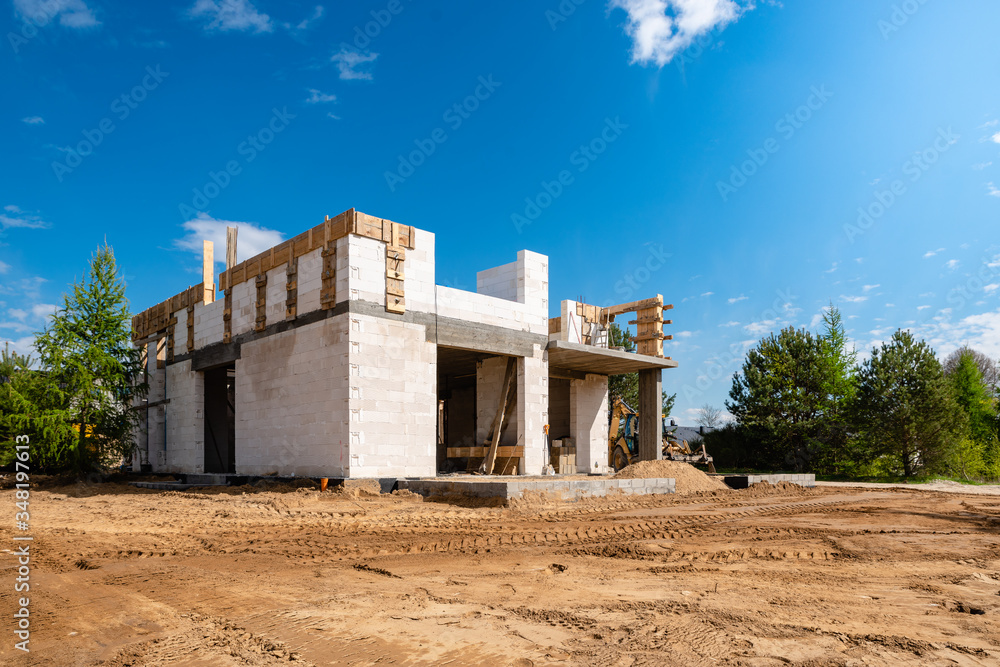 single-family house construction site single-family house construction site