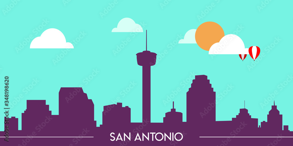 San Antonio skyline silhouette flat design vector illustration