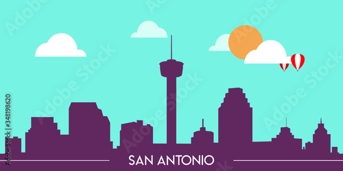 San Antonio skyline silhouette flat design vector illustration