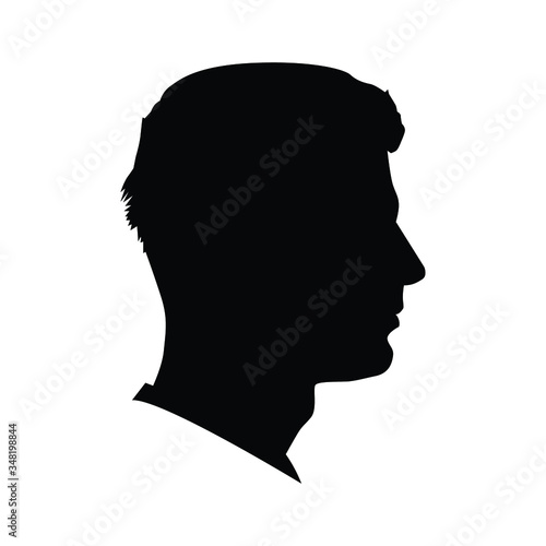 Young man head silhouette, vector