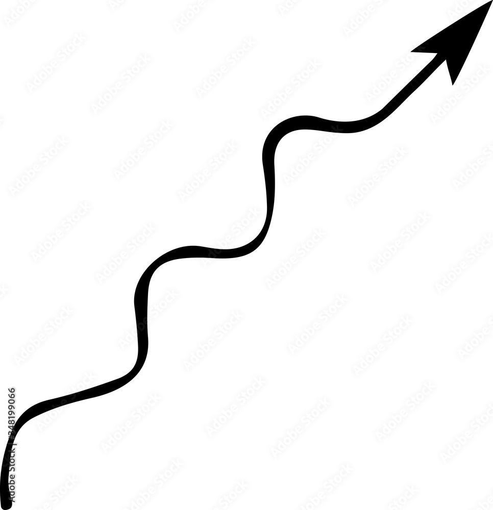 Hand drawn vector arrow as a wavy line doodle on white background. Design element vector illustration. Can be used for books, wrapping paper, fabric, textiles, web Hand drawn vector arrow as a wavy line doodle on white background. Design element vector illustration. Can be used for books, wrapping paper, fabric, textiles, web