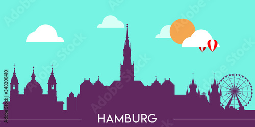 Hamburg skyline silhouette flat design vector illustration