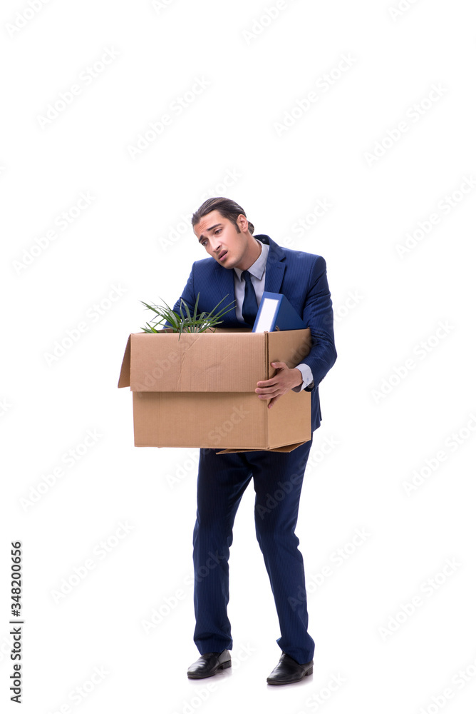 Young male businessman employee isolated on white Young male businessman employee isolated on white