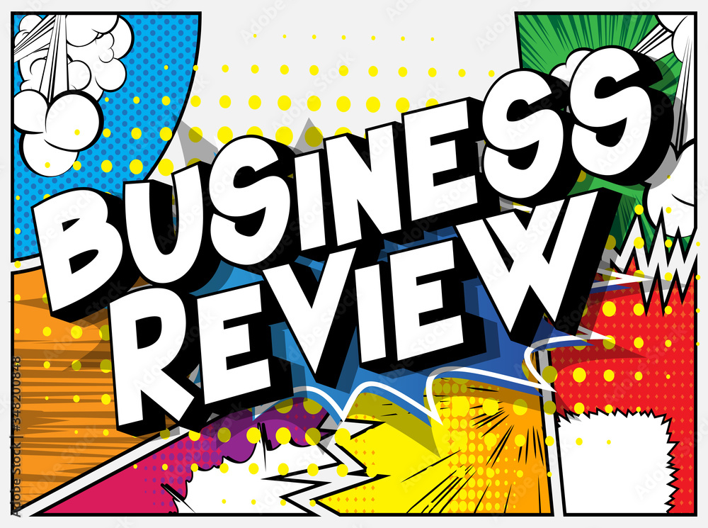 Business Review - Comic book style word on abstract background.