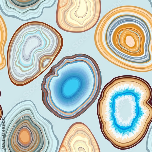 Obraz na płótnie Vector seamless pattern with geode and agate cuts