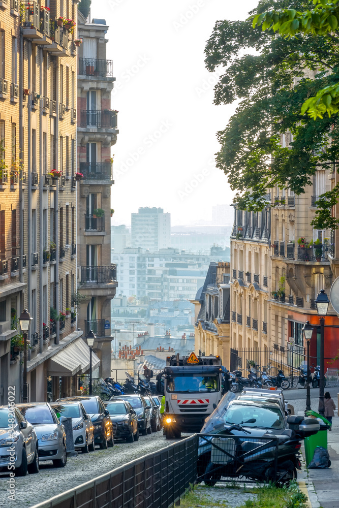 Narrow Parisian Street in Montmartre