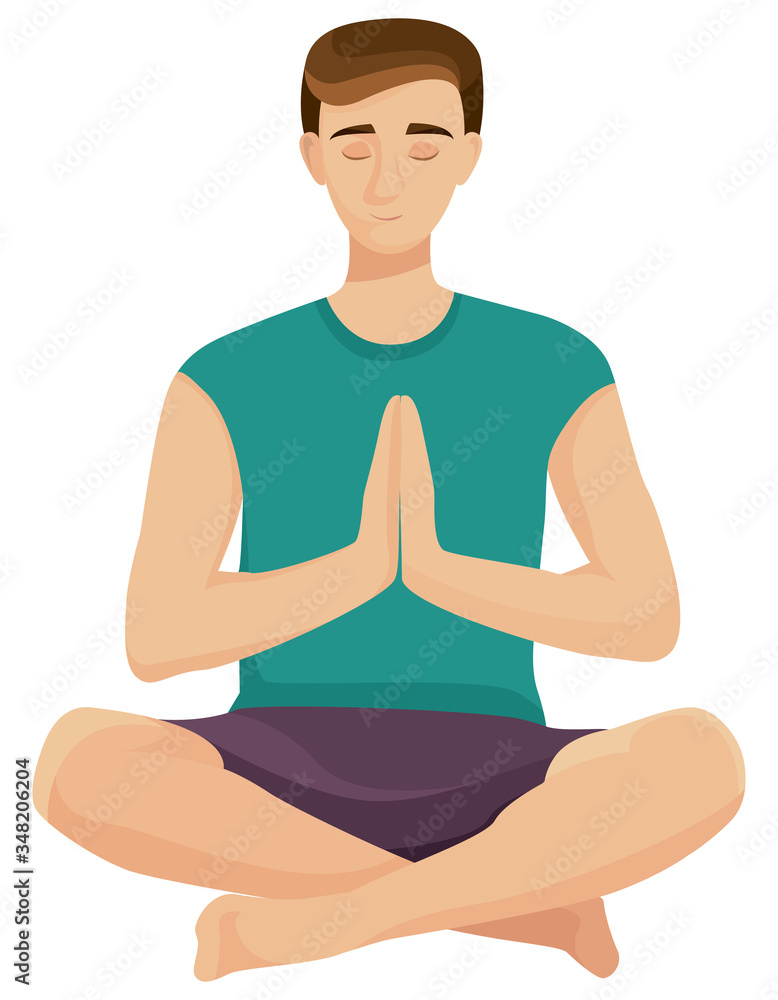 Man doing yoga. Female character in lotus position. Man doing yoga. Female character in lotus position.