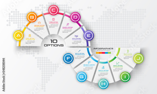 Timeline infographic template,Business concept with 10 options,Vector illustration.