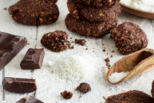 Keto Chocolate Cookies with almond and coconut flour. Atkins, ketogenic. photo