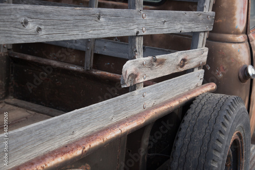 Canvas Print Old truck bed with rails