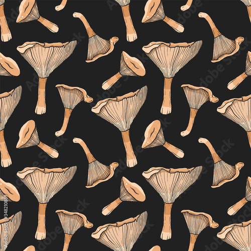 dark boletus pattern on lineart style