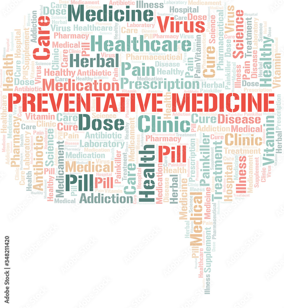 Fototapeta premium Preventative Medicine word cloud collage made with text only.