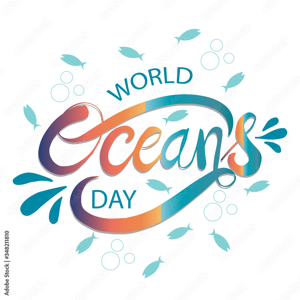 World Oceans Day. Hand lettering text for poster, card, invitation and banner. World Oceans Day. Hand lettering text for poster, card, invitation and banner.