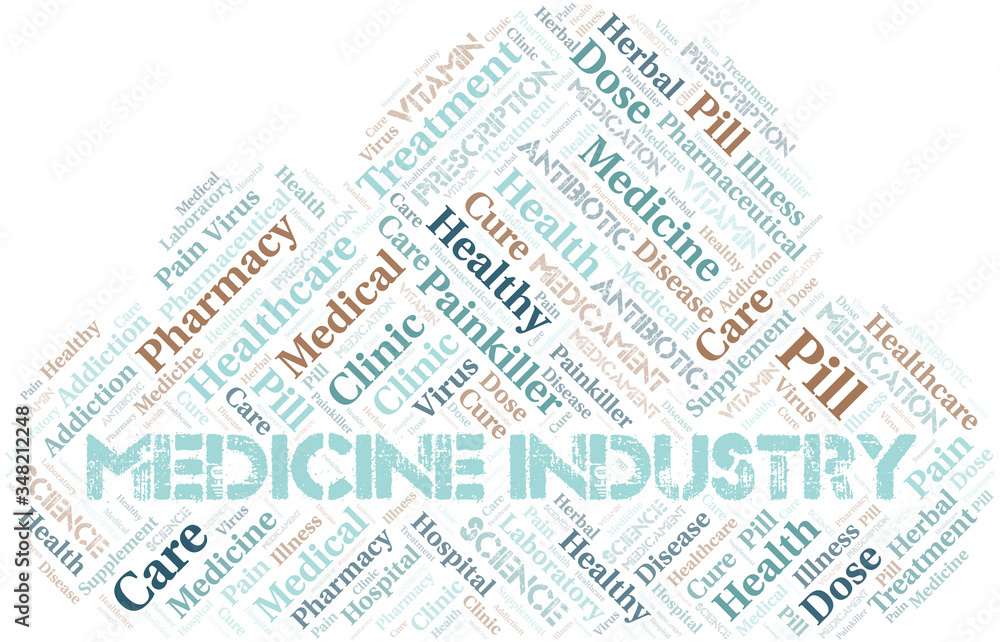 Obraz premium Medicine Industry word cloud collage made with text only.