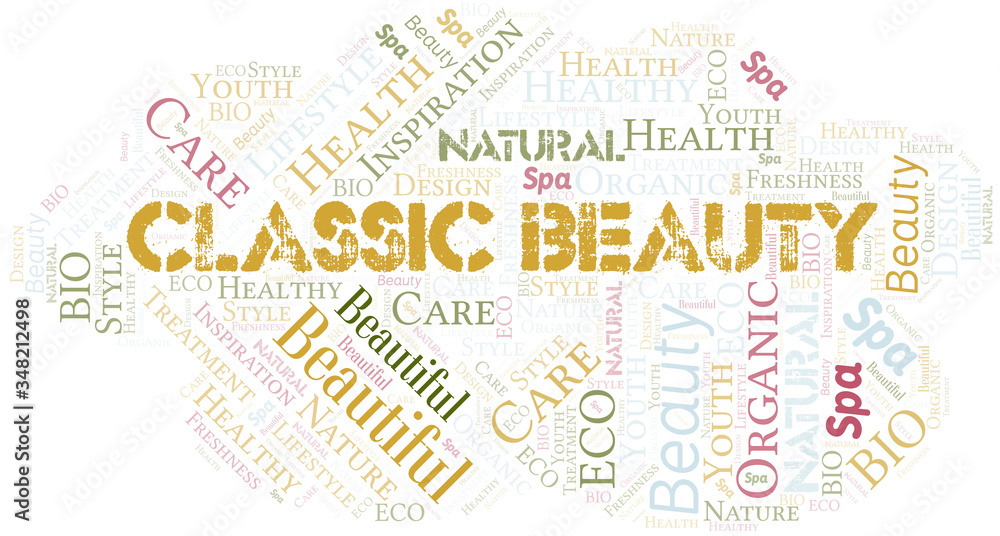 Fototapeta premium Classic Beauty word cloud collage made with text only.