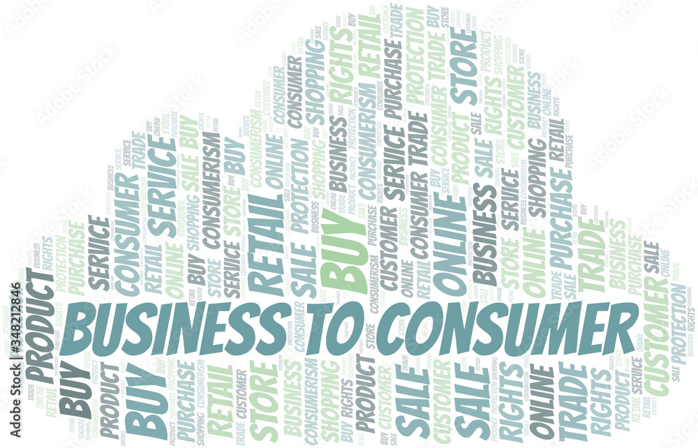 Obraz premium Business To Consumer word cloud collage made with text only.