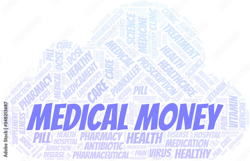 Obraz premium Medical Money word cloud collage made with text only.