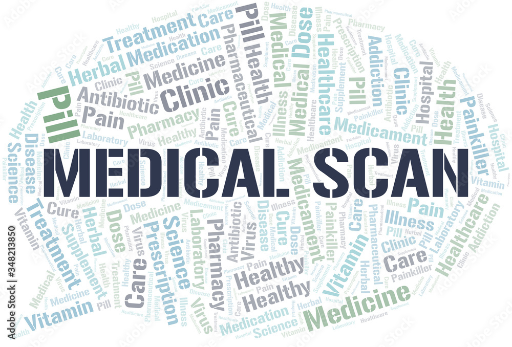 Fototapeta premium Medical Scan word cloud collage made with text only.