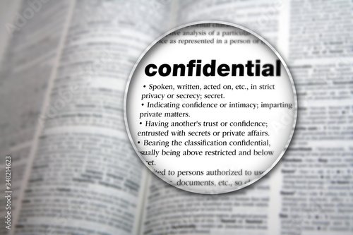 An illustrative concept design to explain the word 'Confidential'. photo