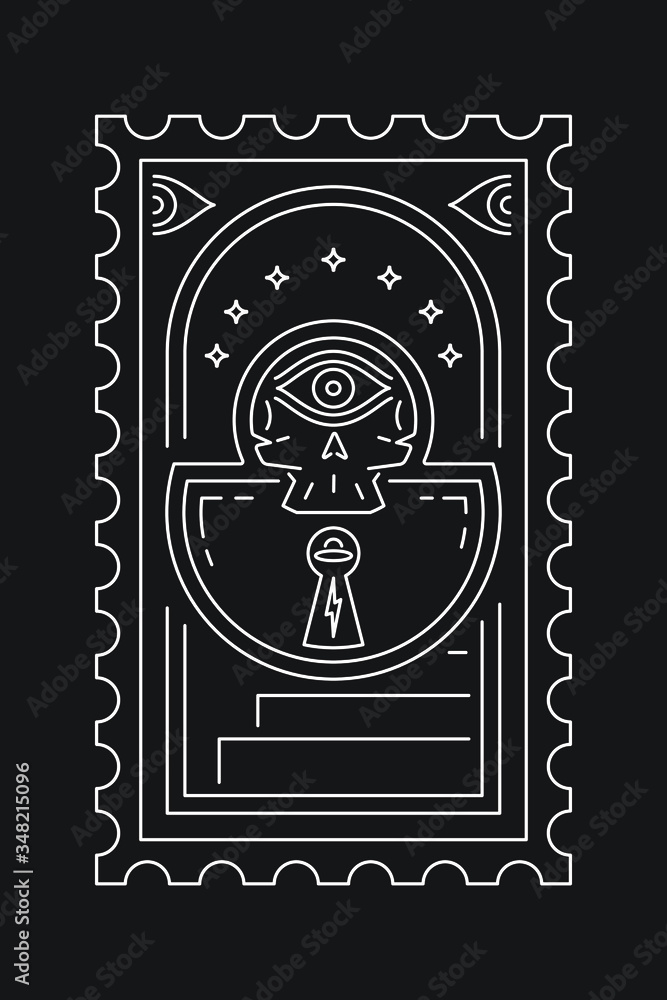 Lock to the unknown white on black background Lock to the unknown white on black background