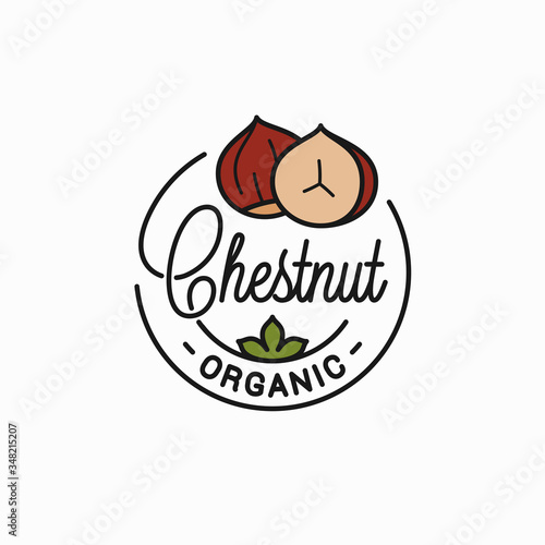 Chestnut nut logo. Round linear of chestnut