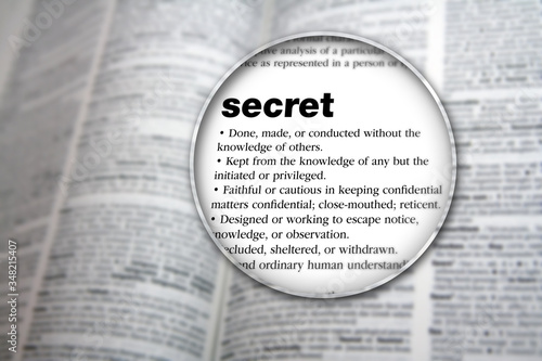 An illustrative concept design to explain the word 'Secret'. photo