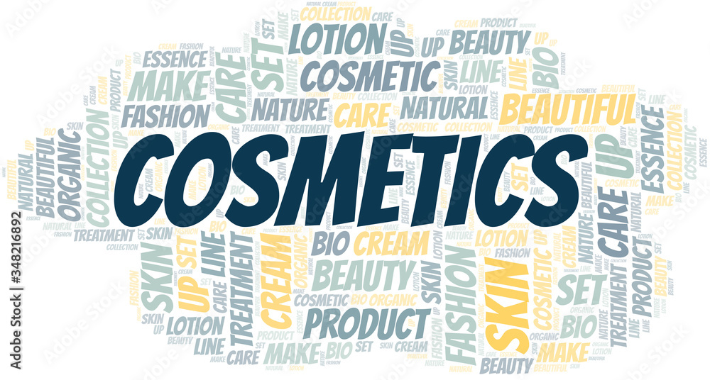 Obraz premium Cosmetics word cloud collage made with text only.