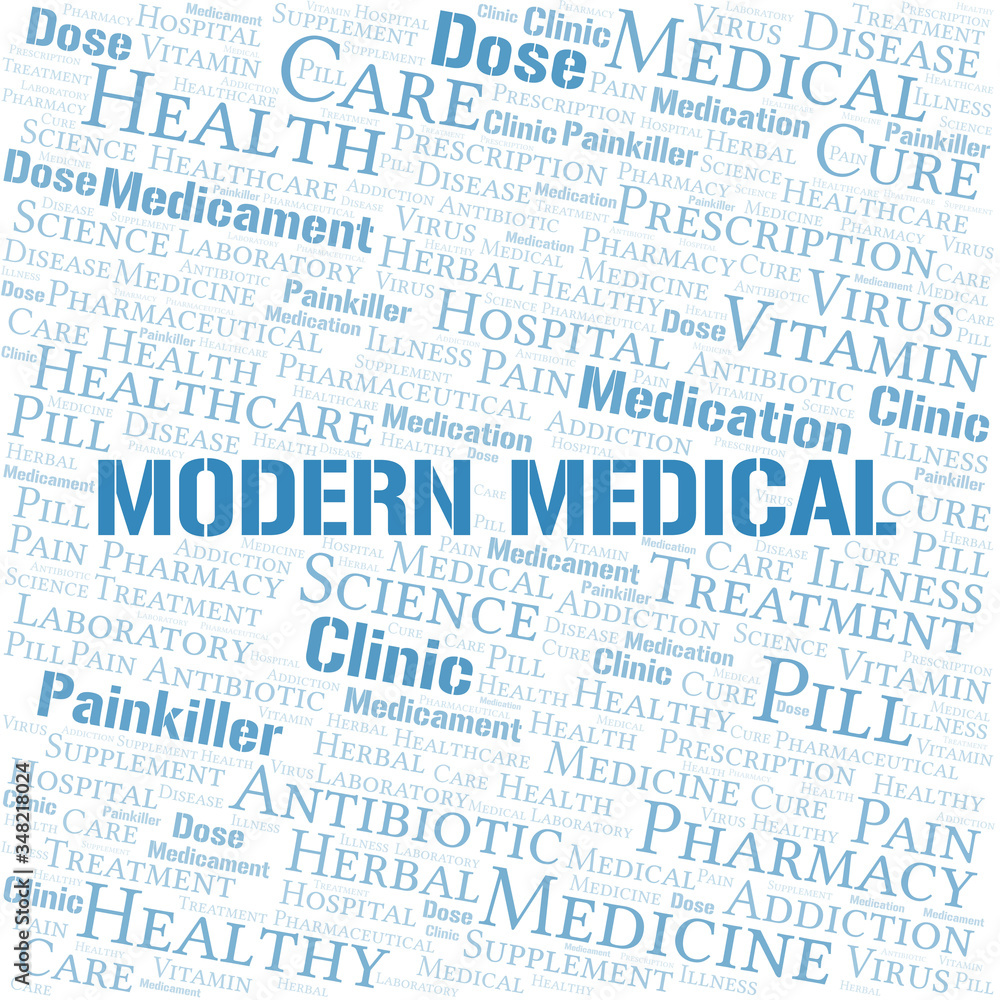Fototapeta premium Modern Medical word cloud collage made with text only.