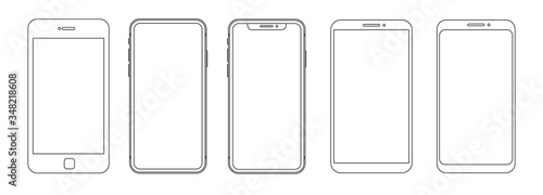 Outline graphic mobile phone. Vector illustration