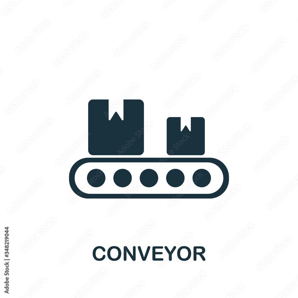 Conveyor icon from industrial collection. Simple line Conveyor icon for templates, web design and infographics Conveyor icon from industrial collection. Simple line Conveyor icon for templates, web design and infographics