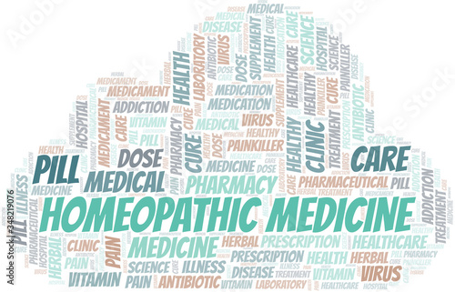 Homeopathic Medicine word cloud collage made with text only.