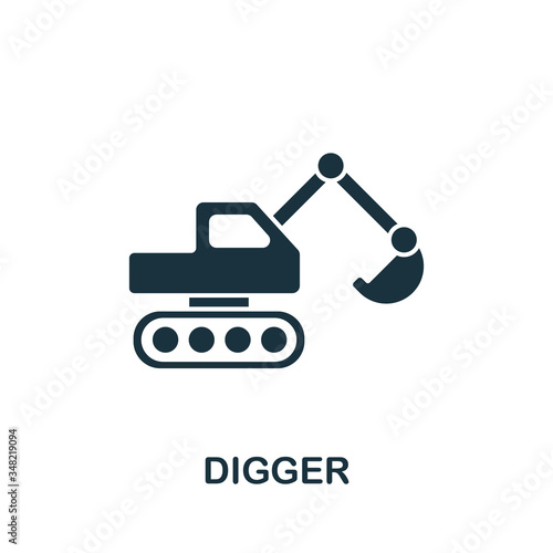 Digger icon from industrial collection. Simple line Digger icon for templates, web design and infographics